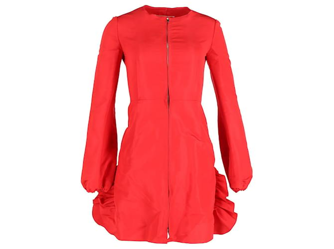 Giambattista Valli Mini-robe zippée à volants sur le devant en polyester rouge  ref.1075146