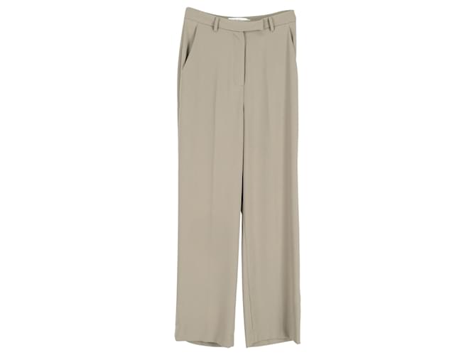 Autre Marque Frankie Shop Isla Pleated Crepe Straight-Leg Pants in Green Polyester  ref.1075151