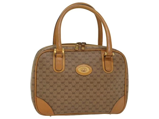 GUCCI Micro GG Canvas Hand Bag Beige 0001040030 Auth ep1354 Brown Cloth  ref.1075161