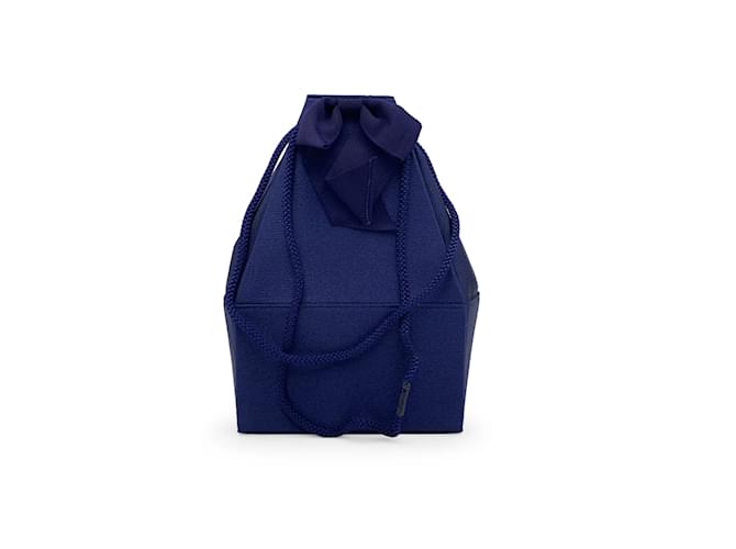 Yves Saint Laurent Saco de ombro de cetim azul vintage com cordão Lona  ref.1075211