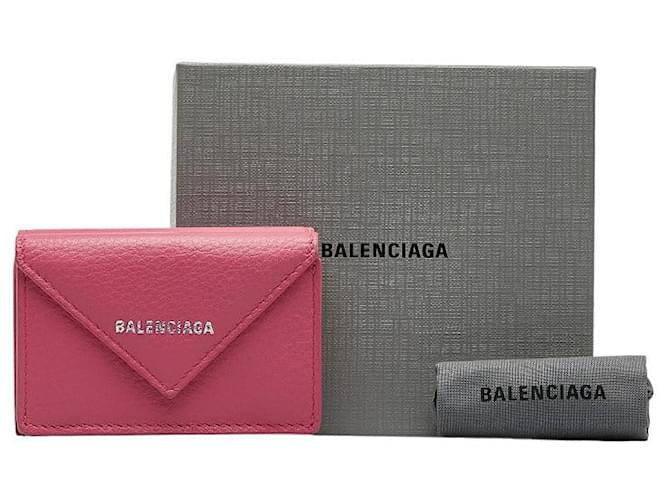 Balenciaga Dreifach gefaltete Geldbörse aus Leder  391446 Pink Kalbähnliches Kalb  ref.1075220