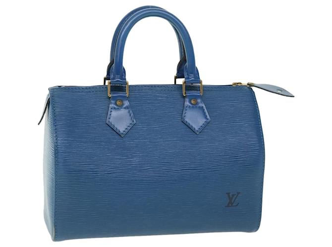 Louis Vuitton Epi Speedy 25 Bolsa de Mão Azul Toledo M43015 Autenticação de LV 50956 Couro  ref.1075271