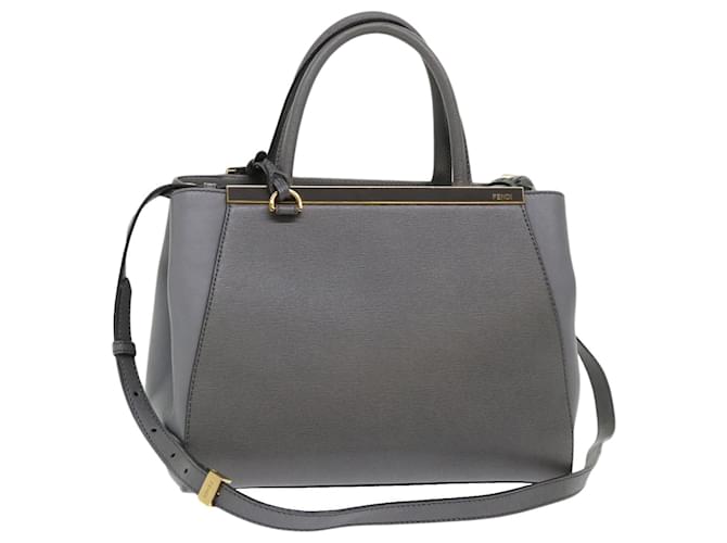 FENDI To joule Hand Bag Leather 2way Gray Auth ep1294 Grey  ref.1075288