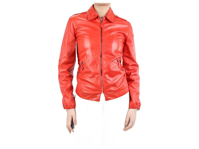 Bottega Veneta Red leather jacket - size UK 8  ref.1075331