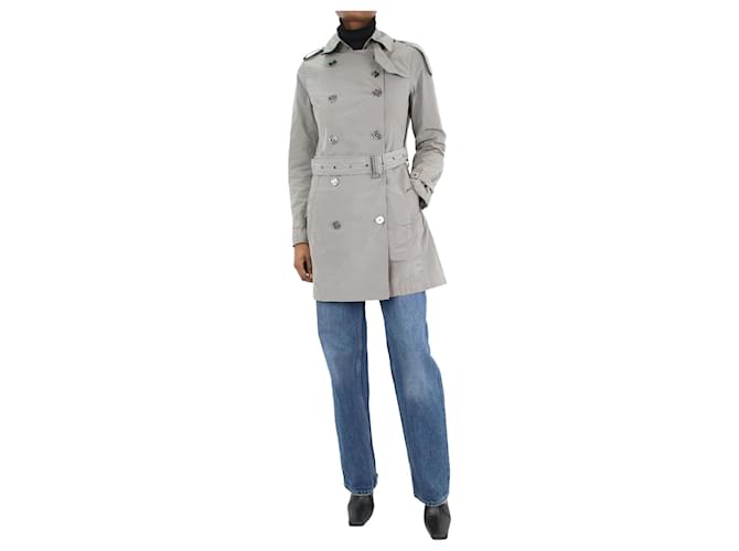Burberry Trench coat cinza com peito forrado - tamanho UK 6 Poliéster  ref.1075340