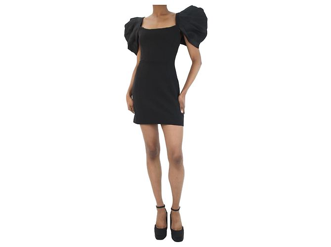 Ralph & Russo Schwarzes Minikleid aus Seide mit Puffärmeln – Größe FR 36