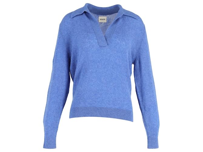 Khaite Jo V-Neck Sweater in Blue Cashmere  Wool  ref.1075637