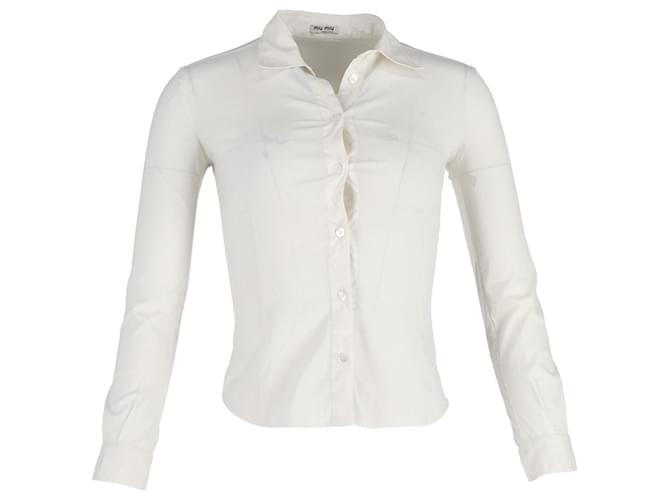 Camisa Miu Miu com botões em algodão branco  ref.1075705