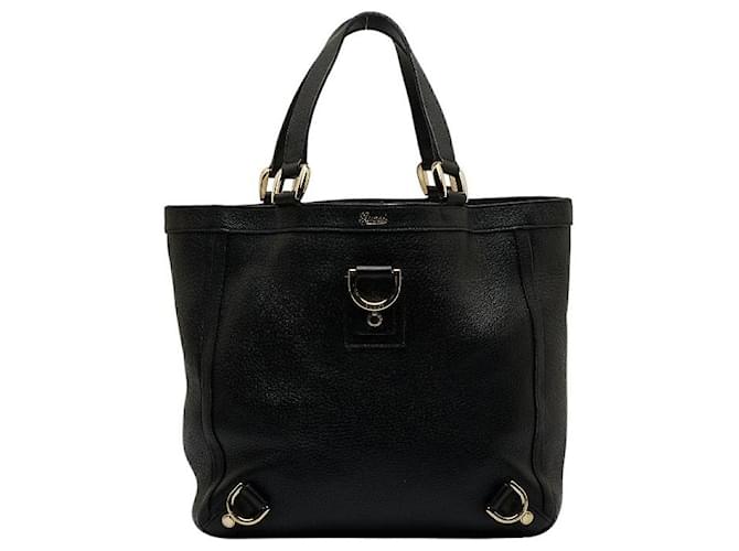 Gucci GG Canvas Abbey D-Ring Tote Bag 130739 Black Leather Pony-style calfskin  ref.1075741