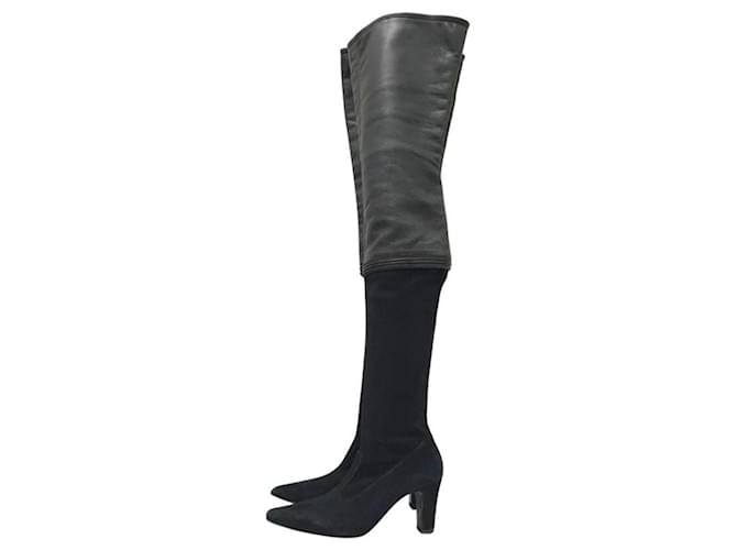 Stivali sopra il ginocchio in pelle scamosciata nera Chanel Nero Svezia  ref.1076010