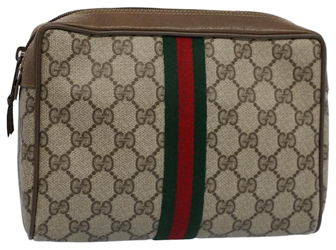 GUCCI GG Canvas Web Sherry Line Clutch Bag Beige Red Green 89 01 012 Auth bs8258  ref.1076154