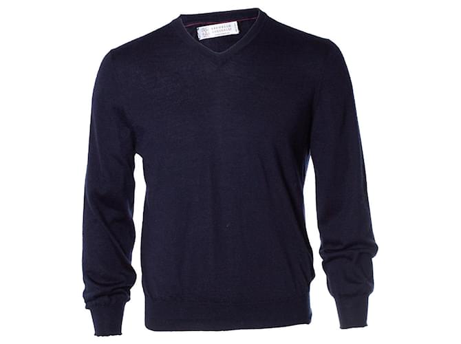 Brunello Cucinelli Brunello Cuccinelli, Blue Cashmere Sweater  ref.1076258