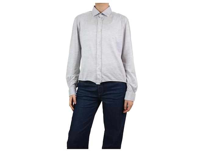 Brunello Cucinelli Grey cropped silk-blend shirt - size M  ref.1076645