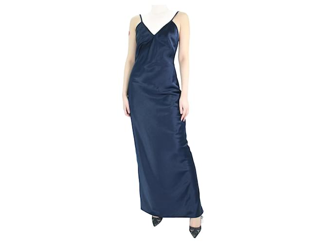 Autre Marque Blue sleeveless satin maxi dress - size M Polyester  ref.1076670