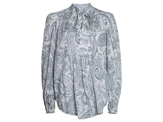 ETRO, paisley blouse in black and white Cotton  ref.1002765