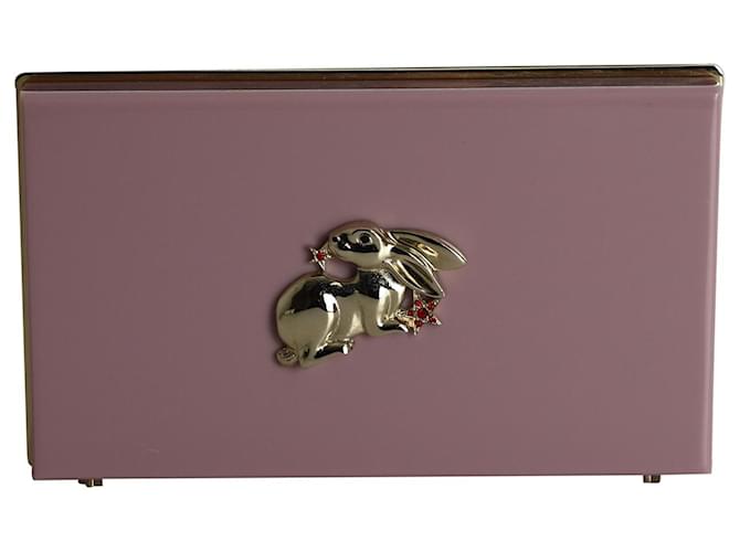 Charlotte Olympia Pandora Rabbit Zodiac Box Clutch em acrílico rosa  ref.1073829