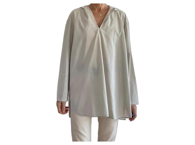 Autre Marque Muji beige cotton and cotton hooded sailor top or tunic Silk  ref.1075036