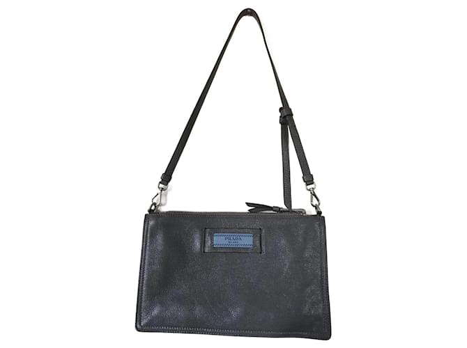Prada Etiquette mini bag Dark grey Leather  ref.1076271