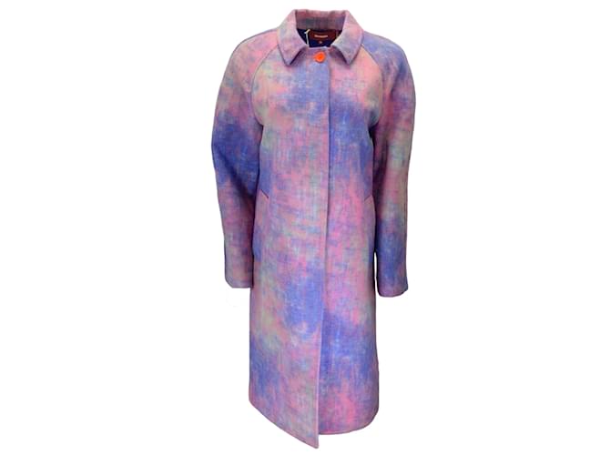 Autre Marque Sies Marjan Blue Multi Silk Lined Wool Coat Multiple colors  ref.1076450