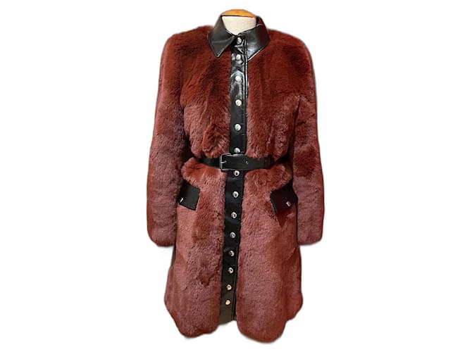 Sonia Rykiel Coats, Outerwear Dark brown Polyester Polyurethane  ref.1076482