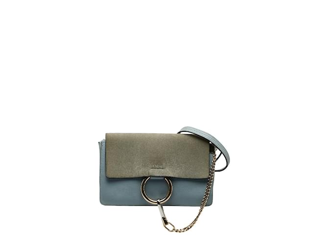 Chloé Faye Leather Crossbody Bag Blue Pony-style calfskin  ref.1076534