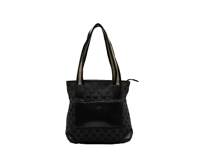 Borsa a mano in tela GG Gucci in pelle nera in buone condizioni Nero  ref.1076549