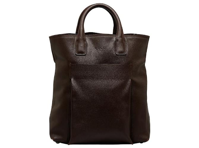 Gucci Leather Tote Bag 019 2020 Brown Pony-style calfskin  ref.1076561