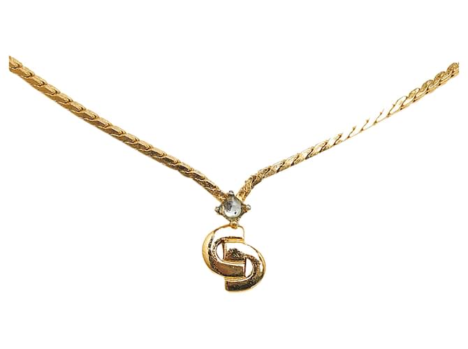 Collana con pendente Dior in oro con logo D'oro Metallo Placcato in oro  ref.1076778