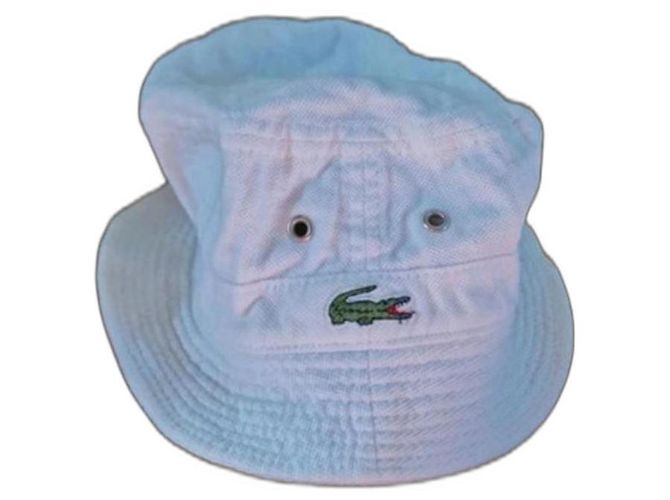 Chapéu Bucket Lacoste Branco Algodão Infantil
