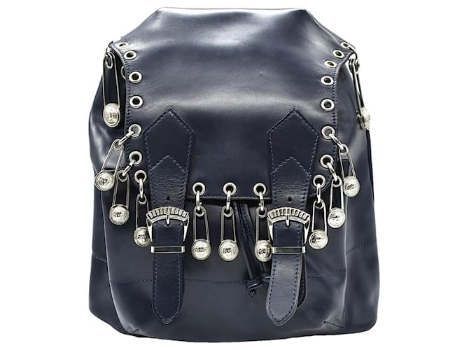 Gianni Versace Backpacks Blue Leather  ref.1076866