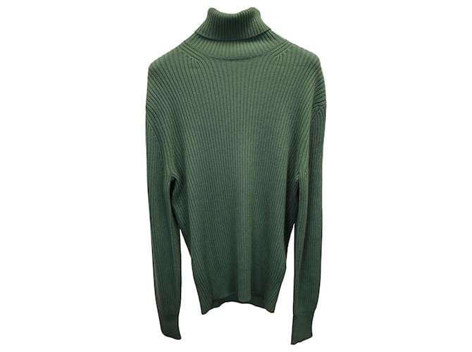 Suéter Tom Ford com gola alta e malha canelada em caxemira verde Casimira Lã  ref.1076961