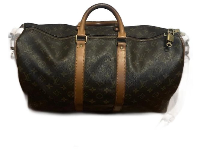 Mala de viagem Louis Vuitton Keepall 45 Marrom de tecido