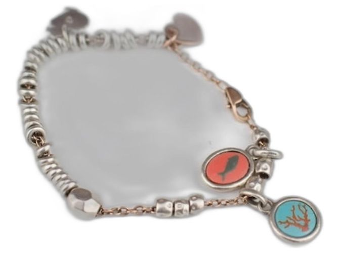 Dodo Pomellato Pulseira Dodo Excepcional 9k Ouro rosa e pingentes Prata Turquesa