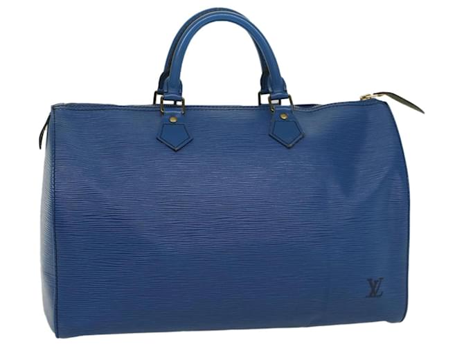 Louis Vuitton Epi Speedy 35 Bolso De Mano Toledo Azul M42995 Bases de autenticación de LV8442 Cuero  ref.1077371