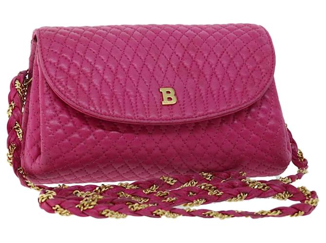 BALLY Quilted Chain Shoulder Bag Leather Pink Auth yk8568  ref.1077444