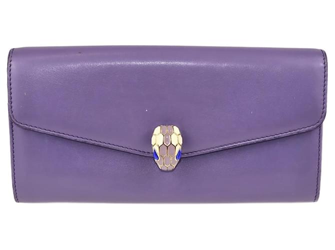 Bulgari Purple Serpenti Forever Continental Wallet Leather  ref.1077601