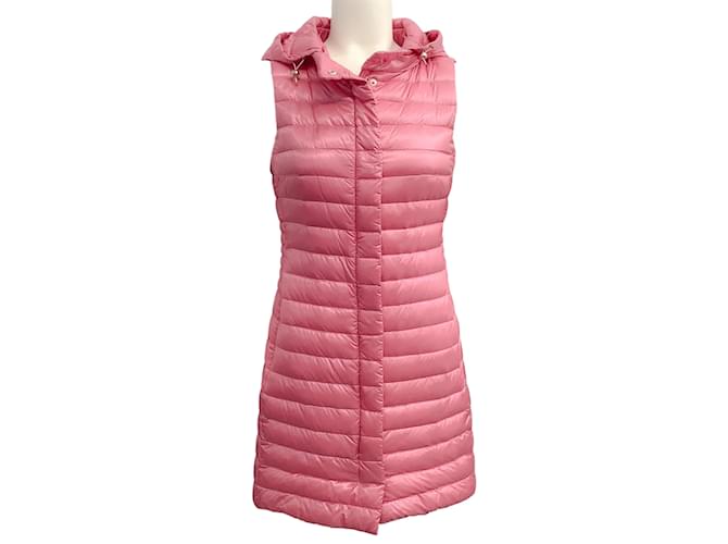 Herno Pink Quilted Long Down Puffer Vest Polyester  ref.1077620