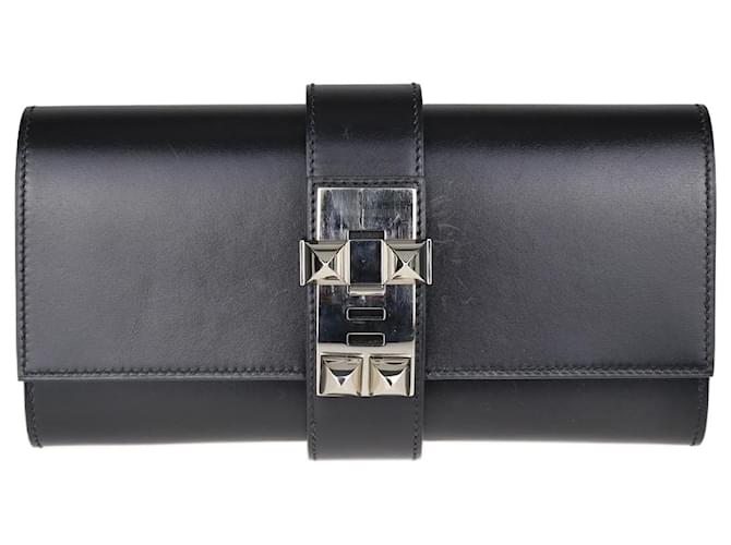 Hermès Embreagem Medor Preta 23 Preto Couro  ref.1077660