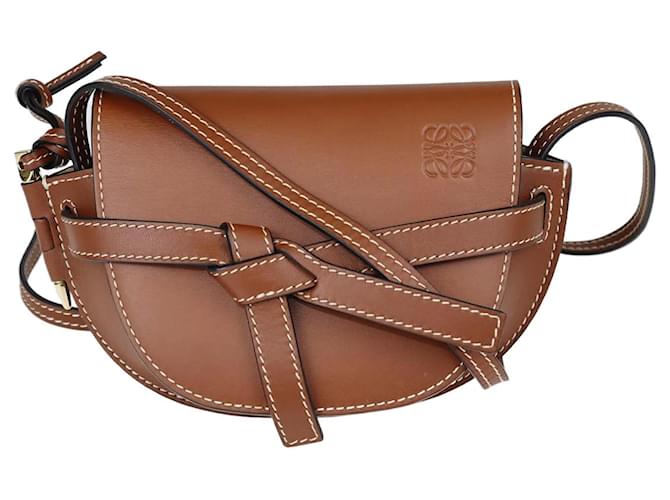 Loewe Brown Mini Gate Crossbody Bag Leather  ref.1077670
