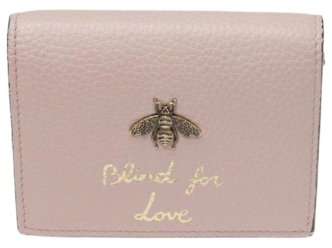 Gucci Carteira Compacta Pink Bee Blind For Love Rosa Couro  ref.1077701