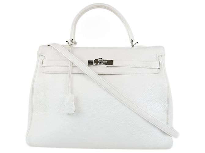 Hermès White Kelly 35 W/ PHW Leather  ref.1077766