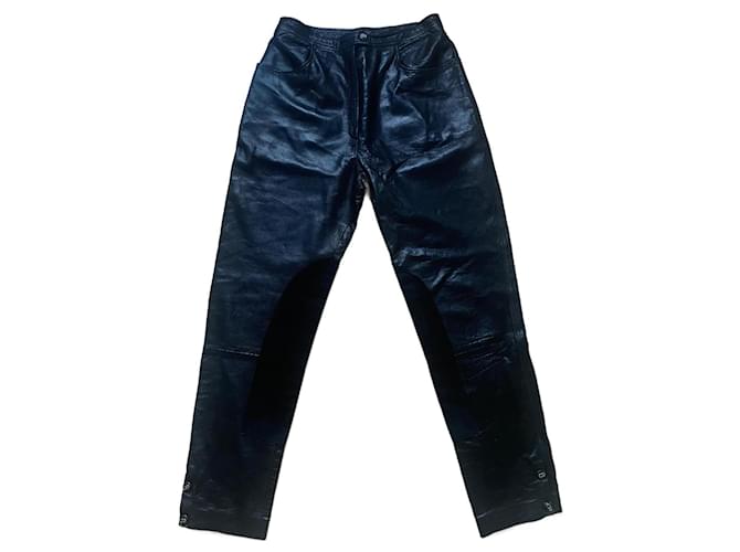 Dior Pantalones, polainas Negro Cuero  ref.1077804