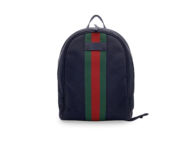 Gucci Black Techno Canvas Web Stripe Backpack Shoulder Bag Cloth  ref.1077812