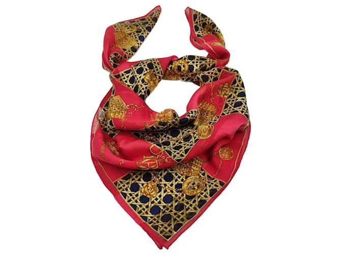 foulard christian dior en soie 88x88 Rouge  ref.1077822