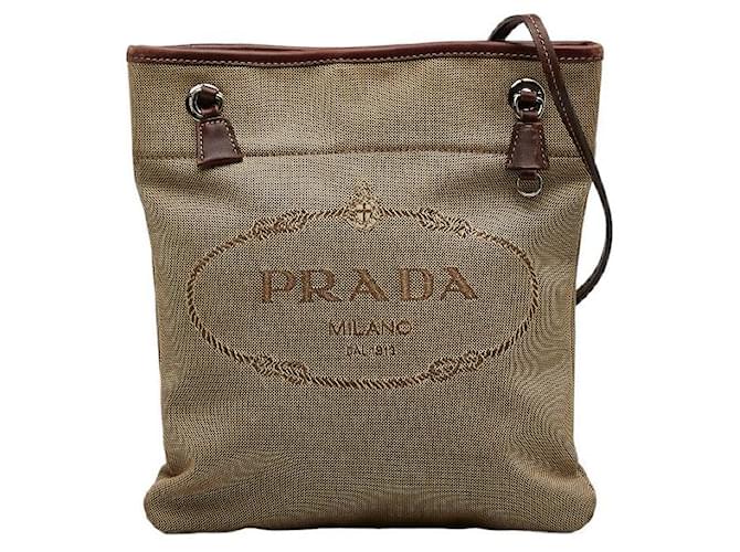 Prada Canapa Logo Crossbody Bag BT0551 Brown Cloth  ref.1077841