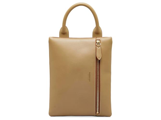 Burberry Brown Leather Handbag Taupe Pony-style calfskin  ref.1077951
