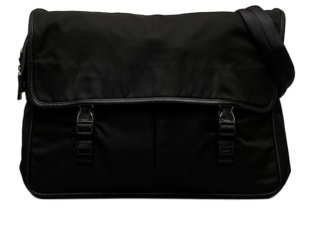 Prada Black Tessuto Messenger Bag Negro Nylon Paño  ref.1077957