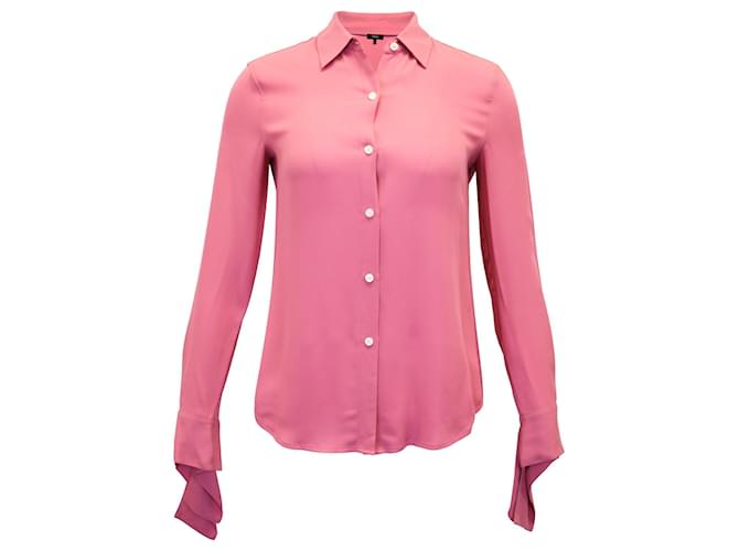Camisa Theory Classic con puños anudados en seda rosa  ref.1078008