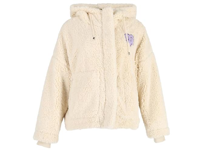 Maje x Varley Bayavar Hooded Jacket in Cream Faux Fur White Synthetic  ref.1078016