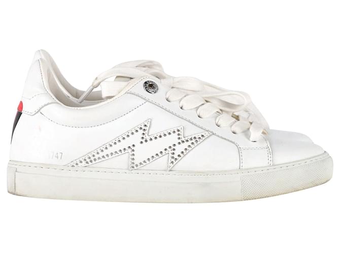 Zadig & Voltaire Rear Logo Low Top Sneakers in White Leather Acrylic  ref.1078033